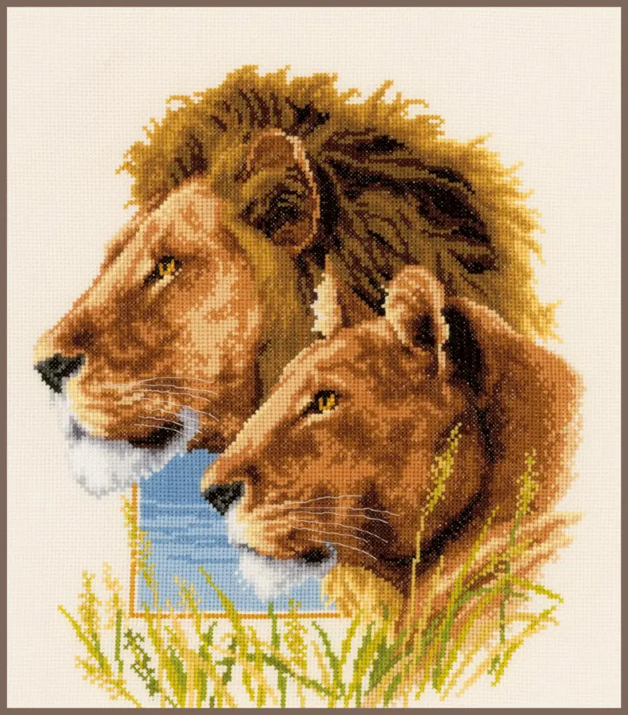 PN-0143773 Набір для вишивки хрестом Vervaco Lion couple Пара львів