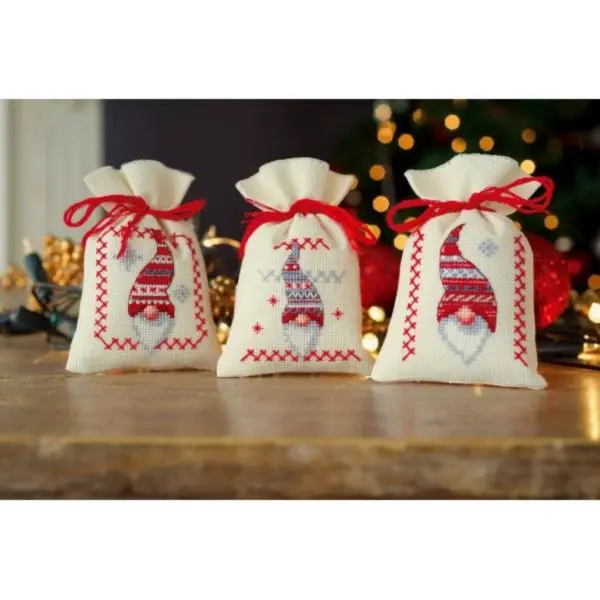 PN-0155951 Набір для вишивання хрестом (мішечки для саше) Vervaco Christmas gnomes Різдвяні гноми 