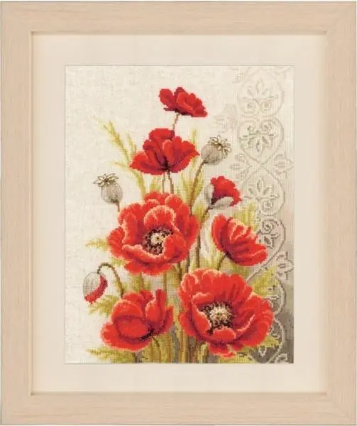 PN-0146330 Набір для вишивання хрестом Vervaco Poppies and Swirls Маки у візерунках