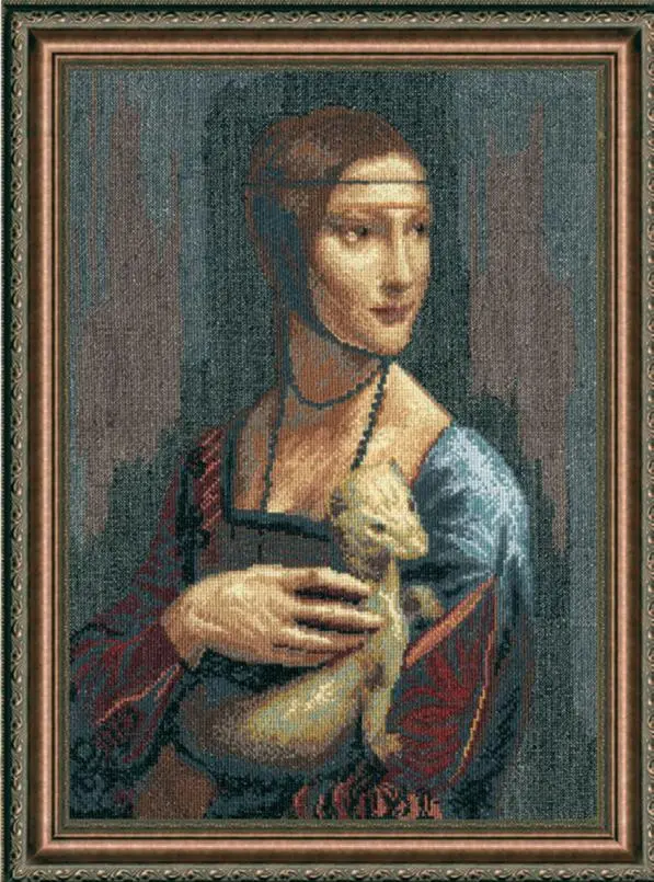 Набір для вишивання хрестиком Чарівна Мить №295 За мотивами Леонардо да Вінчі Дама з горностаєм