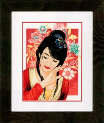 PN-0149999 Набір для вишивки хрестом LanArte Asian Flower Girl Азіатська дівчина у квітах
