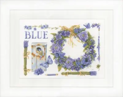 PN-0149993 Набір для вишивки хрестом LanArte Lavender Wreath  Blue Tit Лавандовий вінок та блакитна синиця