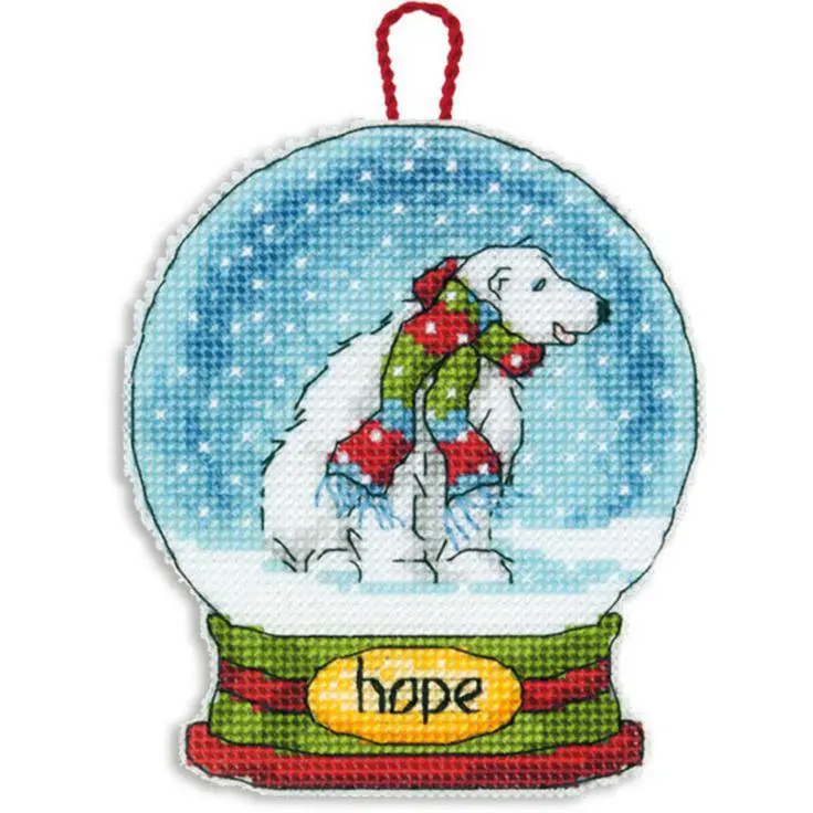 70-08906 Набір для вишивання хрестом DIMENSIONS Hope Snowglobe Christmas Ornament Різдвяна прикраса - Сніжна куля Надія