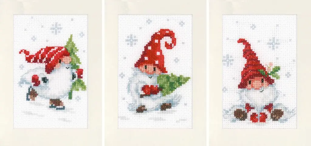 PN-0189708 Набір для вишивання хрестом (листівки) Vervaco Christmas gnomes Різдвяні гноми