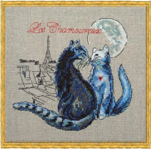 114 KA (Aida) Набір для вишивання хрестом NIMUЁ Les Chamoureux Палкі коти