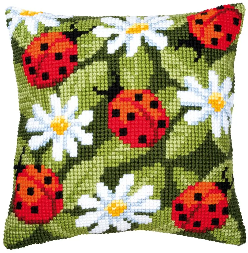 PN-0008482 Набір для вишивання хрестом (подушка) Vervaco Ladybirds Сонечки