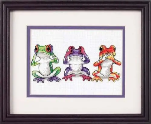 16758 Набір для вишивання хрестиком DIMENSIONS Tree Frog Trio Тріо жабенят 