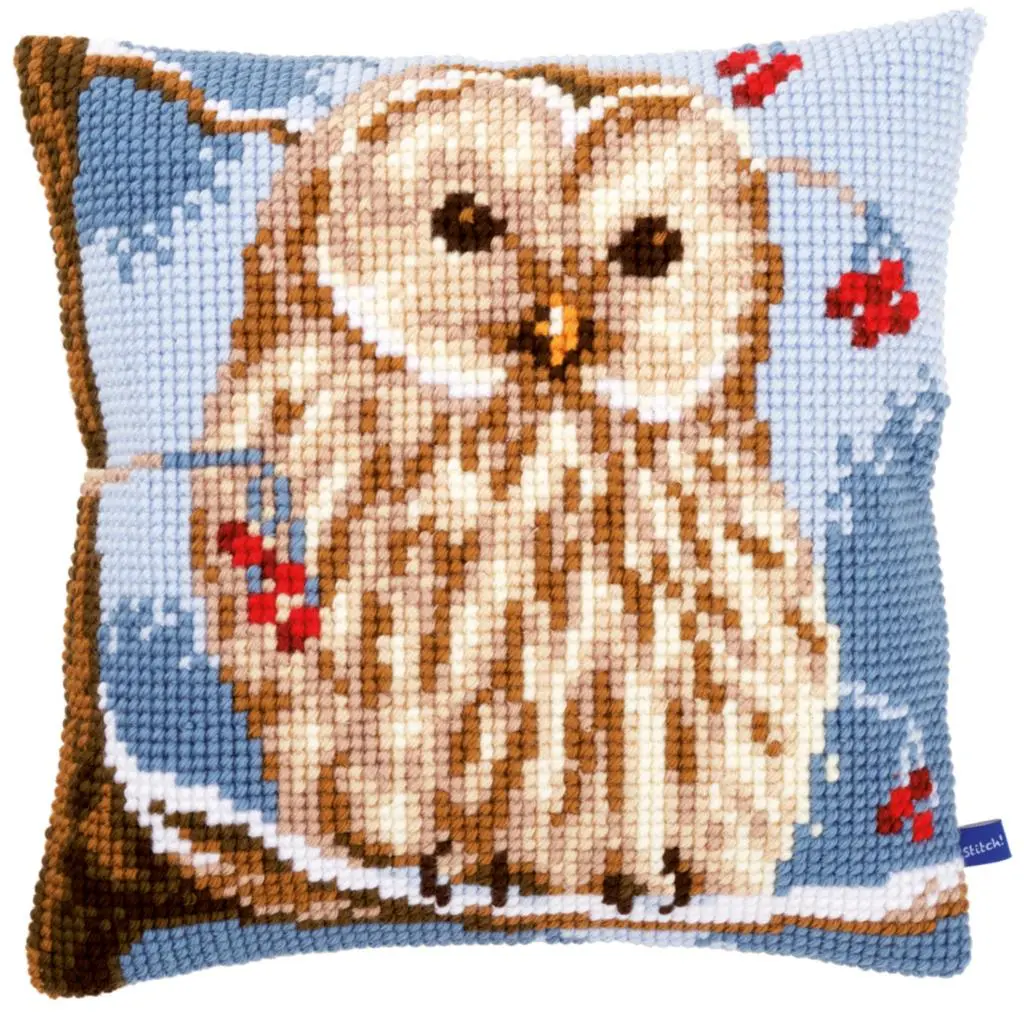 PN-0155143 Набір для вишивання хрестом (подушка) Vervaco Winter owl Зимова сова