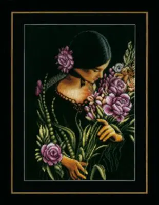PN-0165378 Набір для вишивки хрестом LanArte Woman  flowers Жінка та квіти