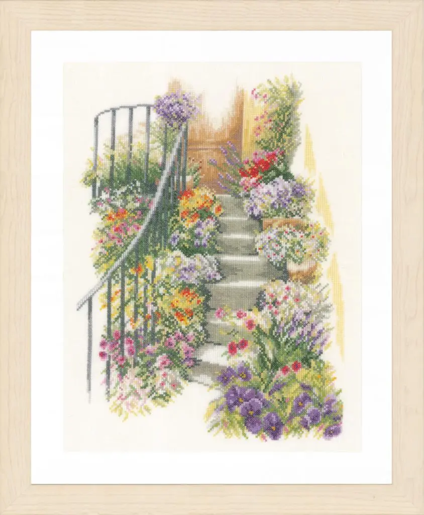 PN-0169680 Набір для вишивки хрестом LanArte Flowers Stairs Квіткові сходи