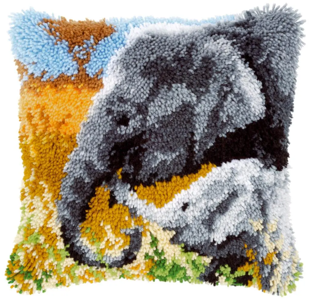 PN-0147955 Набір для вишивання подушки (килимарство) Vervaco Elephant Baby  His Mother  Слоненя з мамою