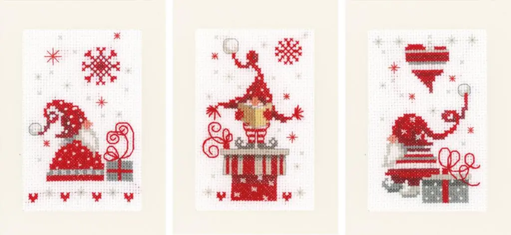 PN-0165989 Набір для вишивання хрестом (листівки) Vervaco Christmas gnomes Різдвяні гноми