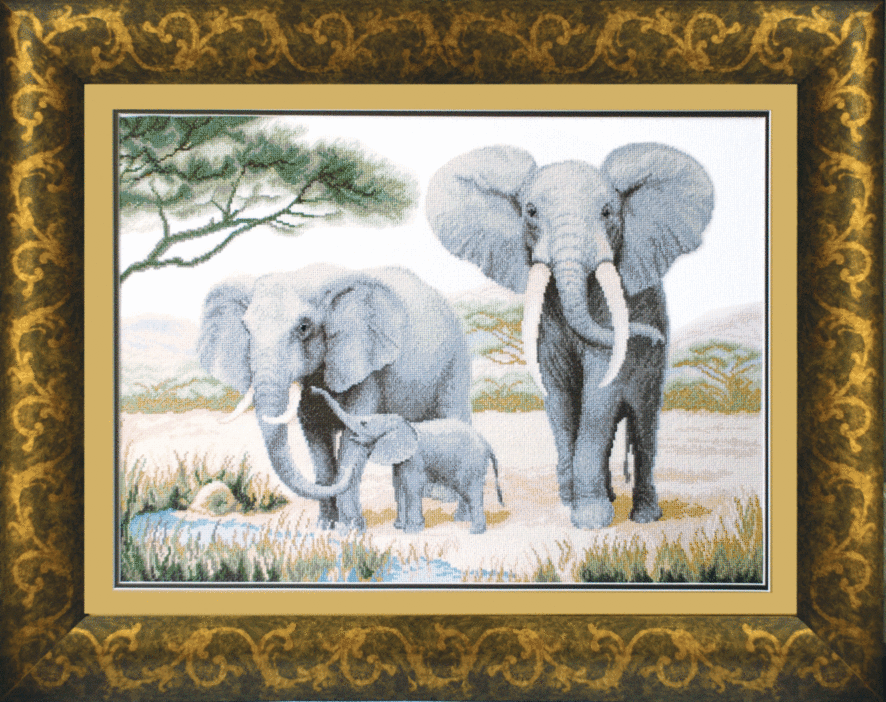 Набір для вишивання хрестиком Чарівна Мить М-24 Слони біля води