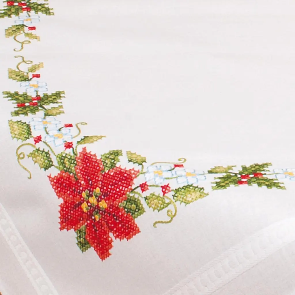 PN-0013213 Набір для вишивання хрестом (скатертина) Vervaco Різдвяні троянди