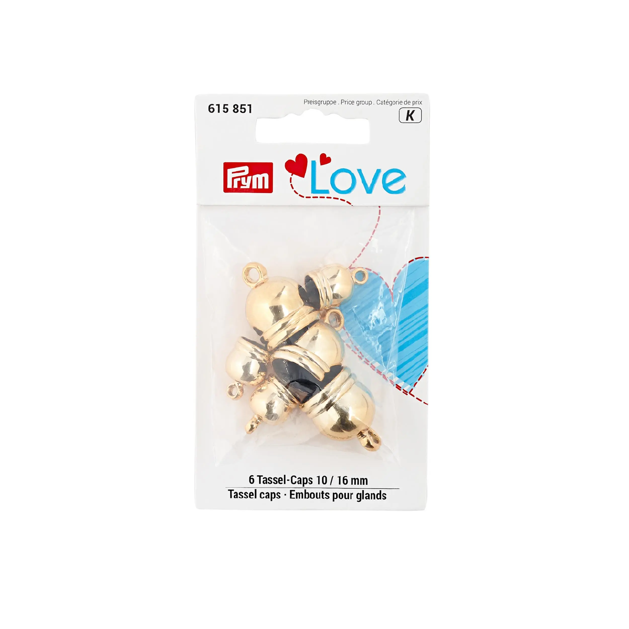 615851 Концевики шапочки для кистей Prym Love (золотий колір), Prym