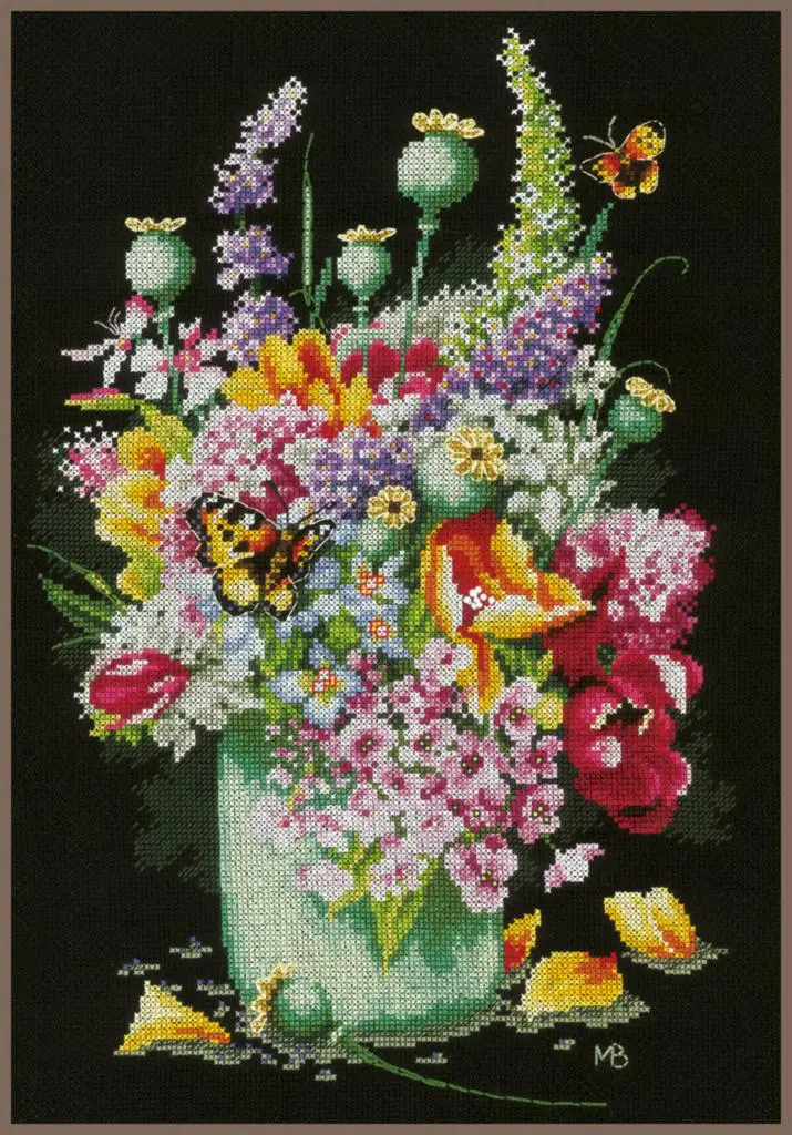 PN-0183477 Набір для вишивки хрестиком Lanarte, 27х39, Аїда 14, Flower power bouquet