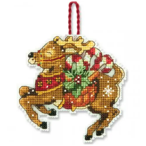 70-08916 Набір для вишивання хрестом DIMENSIONS Reindeer Christmas Ornament Різдвяна прикраса Північний олень