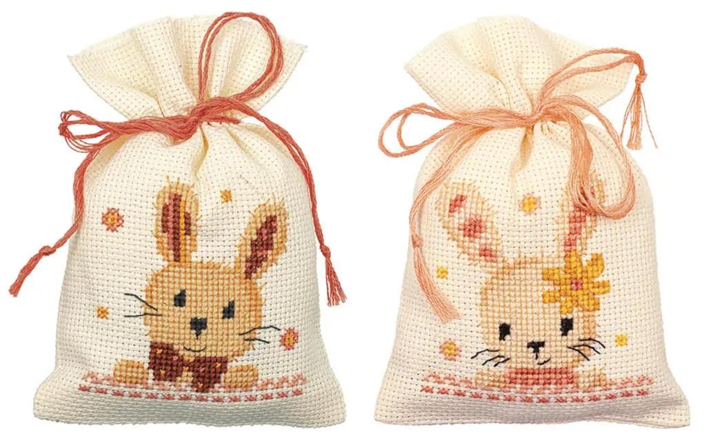PN-0187953 Набір для вишивання хрестом (мішечки для саше) Vervaco Sweet bunnies Солодкі зайчики