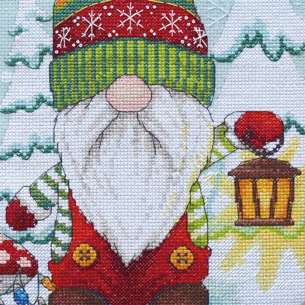 70-09000 Набір для вишивання хрестом «Gnome Christmas Stocking//Різдвяний гном» DIMENSIONS