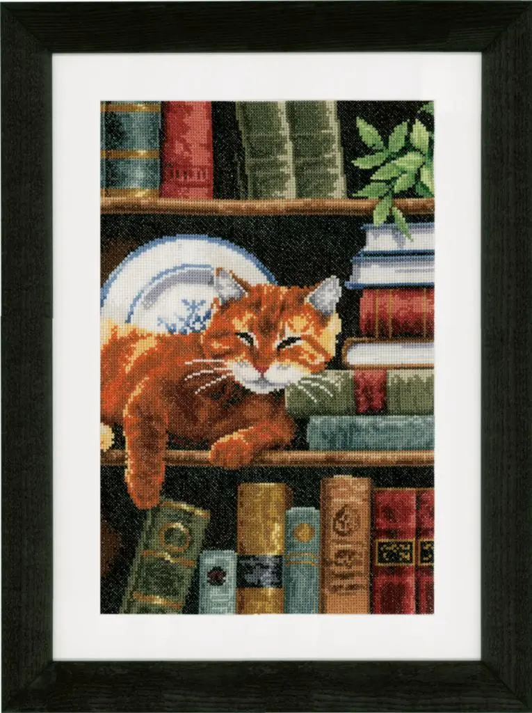 PN-0158440 Набір для вишивки хрестом Vervaco Cat on Bookshelf Кіт на книжковій полиці 