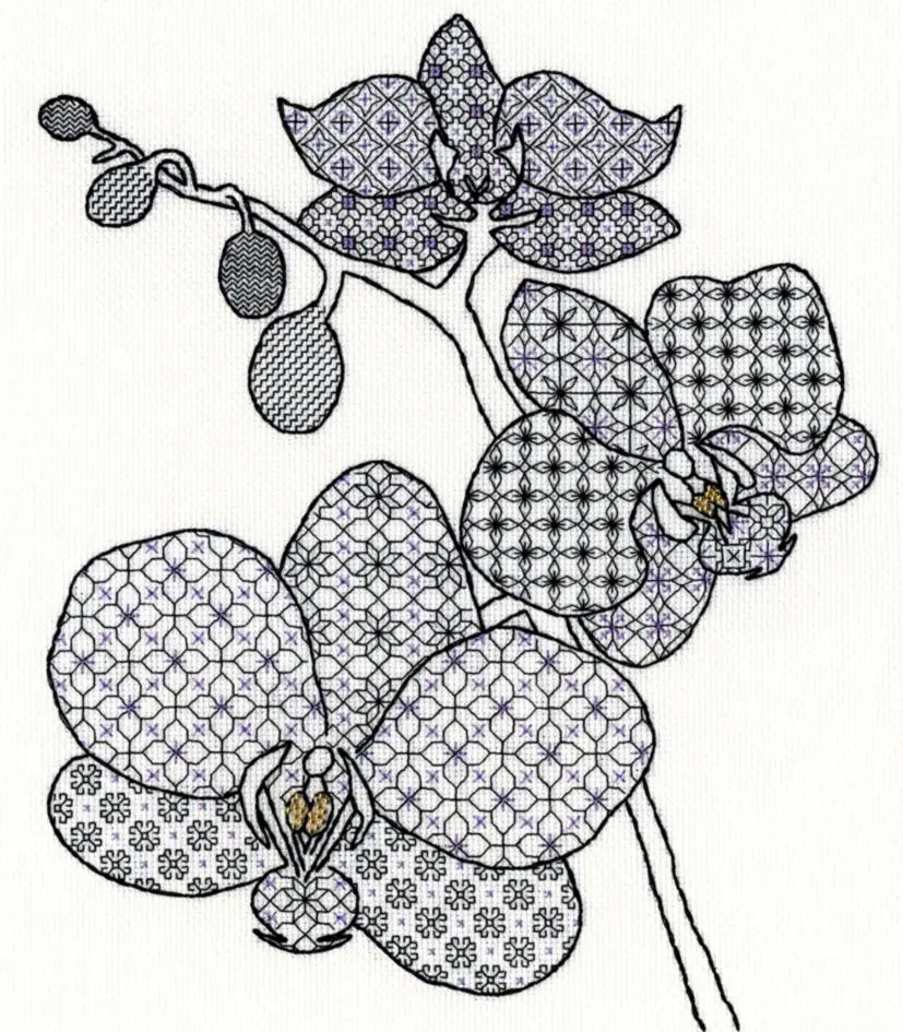 XBW2 Набір для вишивання хрестом Blackwork Orchid Орхідея Bothy Threads