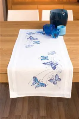 PN-0145089 Набір для вишивання хрестом (доріжка на стіл) Vervaco Blue butterflies Блакитні метелики