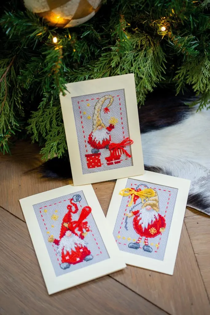 PN-0185078 Набір для вишивання хрестом (листівки) Vervaco Christmas gnomes Різдвяні гноми