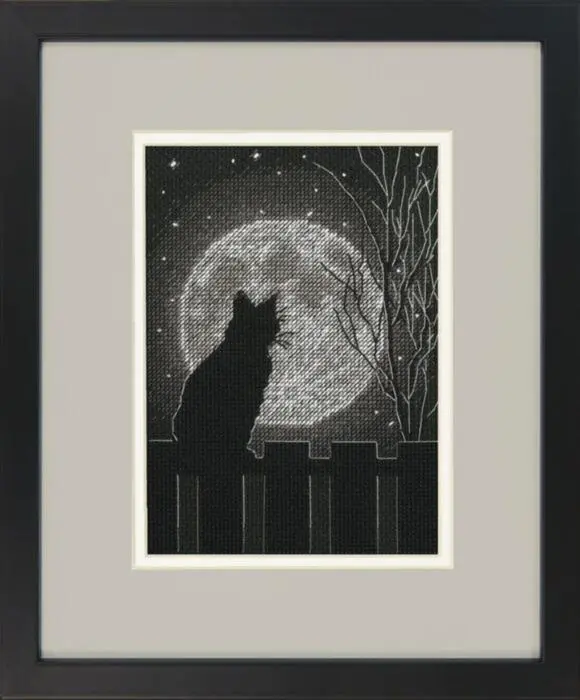 70-65212 Набір для вишивання нитками  Місячна чорна кішка  Dimensions.