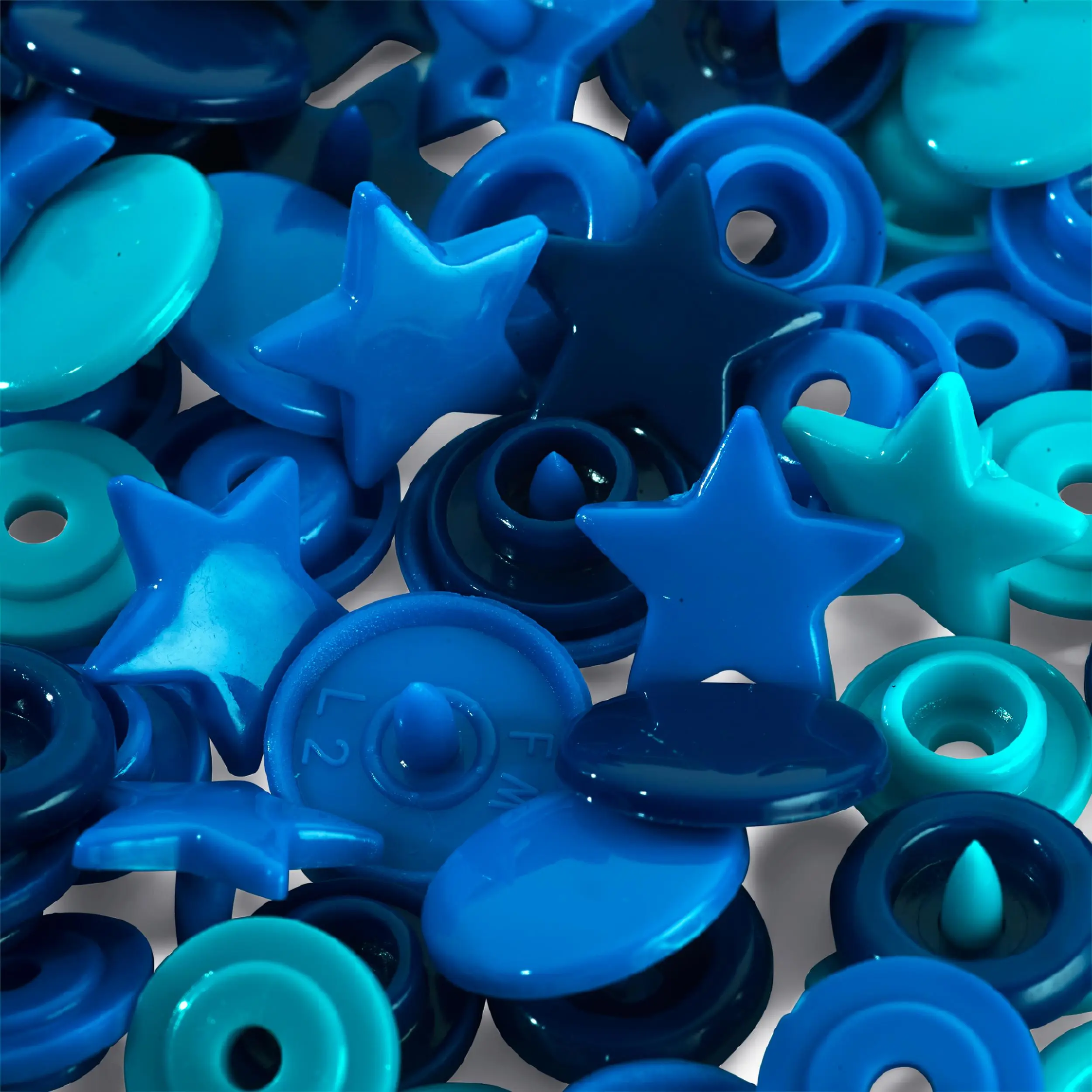 393060 Кнопки Color, зірка 12,4мм (синього, бірюзового і чорнильного кольору), Prym Love