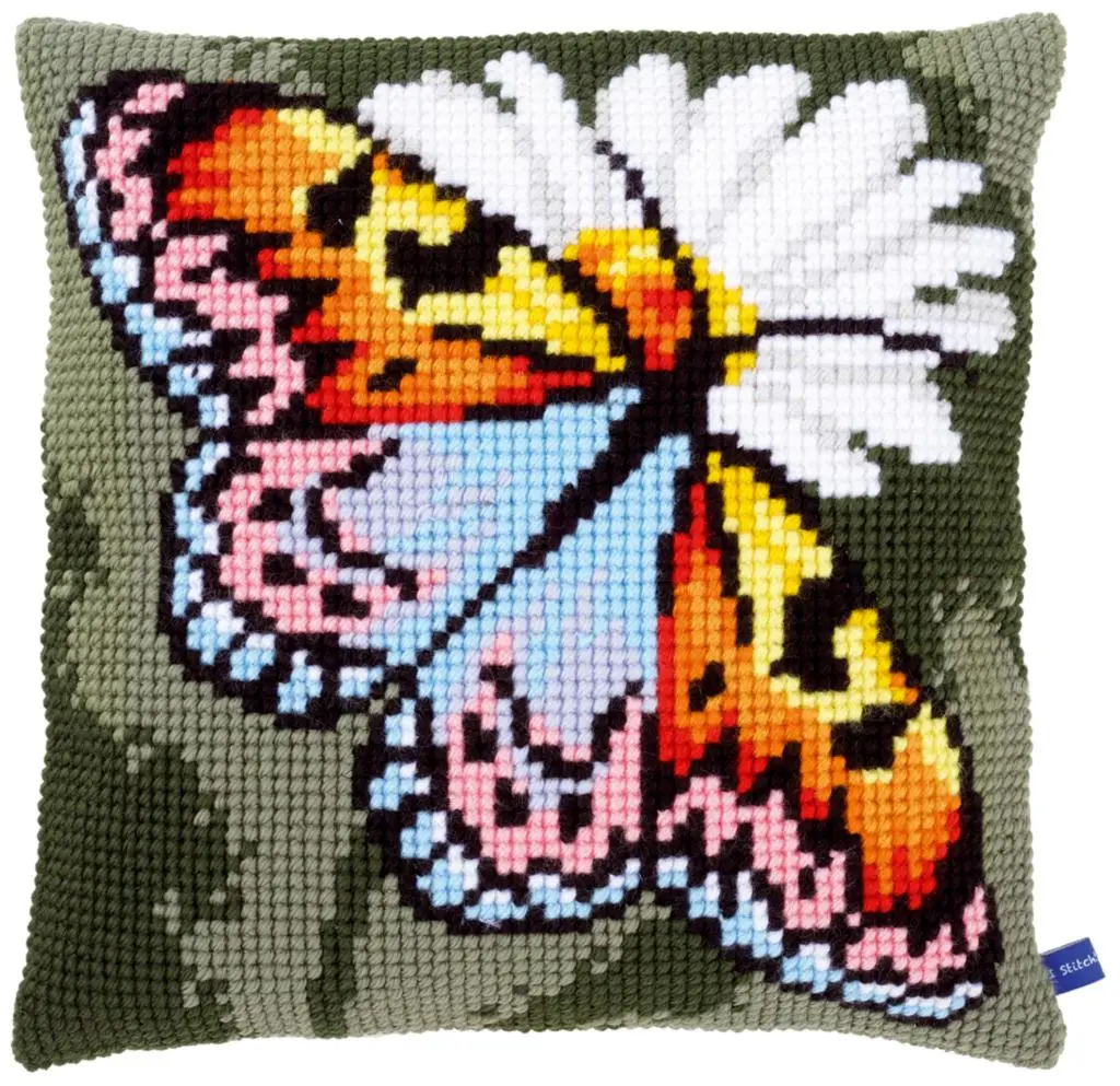 PN-0155050 Набір для вишивання хрестом (подушка) Vervaco Butterfly Метелик