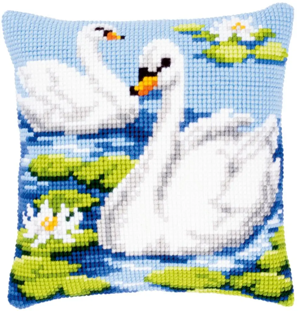 PN-0144079 Набір для вишивання хрестом (подушка) Vervaco Swans Лебеді