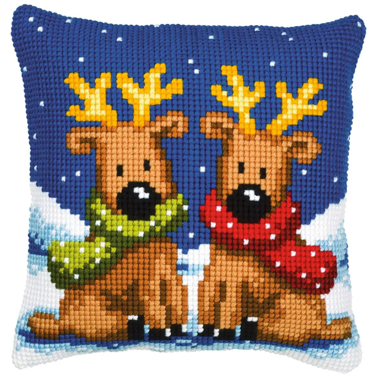 PN-0008726 Набір для вишивання хрестом (подушка) Vervaco Reindeer Twins Олені