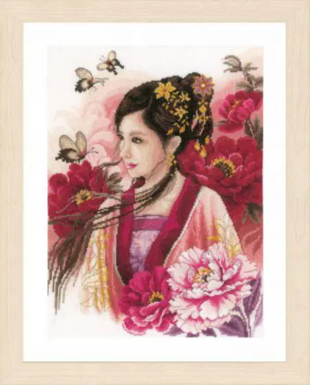 PN-0170199 Набір для вишивки хрестом LanArte Asian lady in pink Азіатська дівчина у рожевому