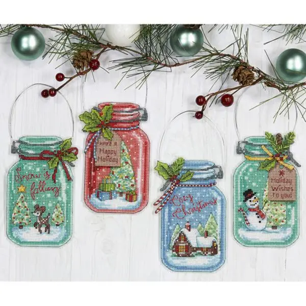 70-08964 Набір для вишивання хрестом DIMENSIONS Christmas Jar Ornaments Різдвяні баночки