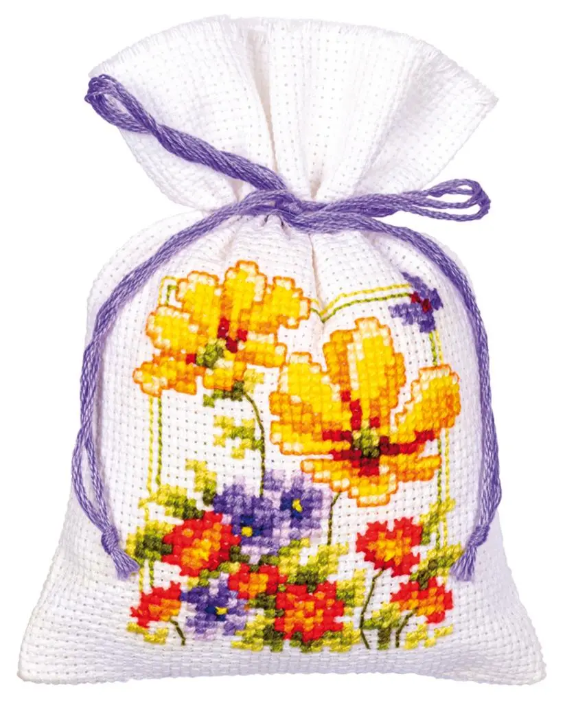 PN-0145823 Набір для вишивання хрестом (мішечки для саше) Vervaco Summer flowers Літні квіти