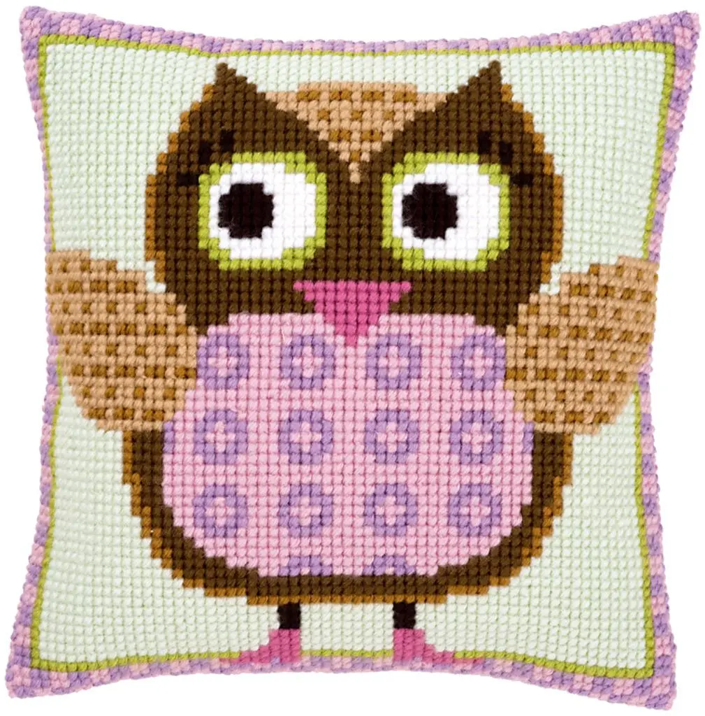 PN-0147380 Набір для вишивання хрестом (подушка) Vervaco Miss Owl Пані сова