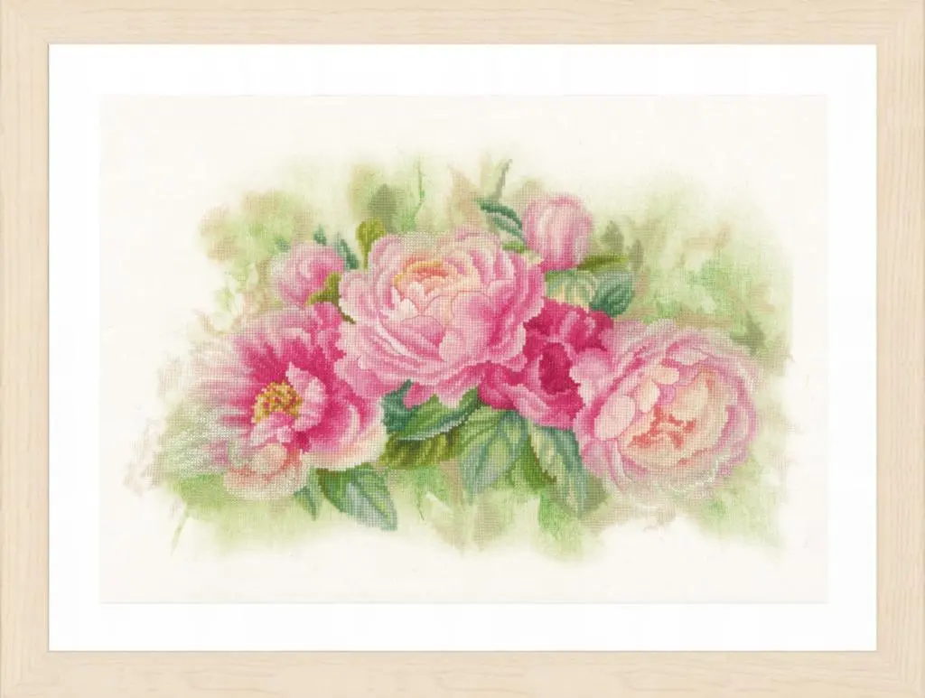 PN-0170933 Набір для вишивки хрестом LanArte Bouquet of peonies Букет півоній