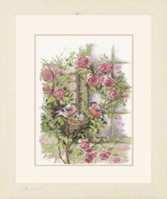 PN-0008020 Набір для вишивки хрестом LanArte Nesting Birds in Rambler Rose Птахи, що гніздяться у кручених трояндах 
