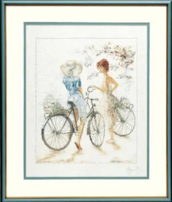 PN-0007949 Набір для вишивки хрестом LanArte Girls on Bicycle Дівчата на велосипедах